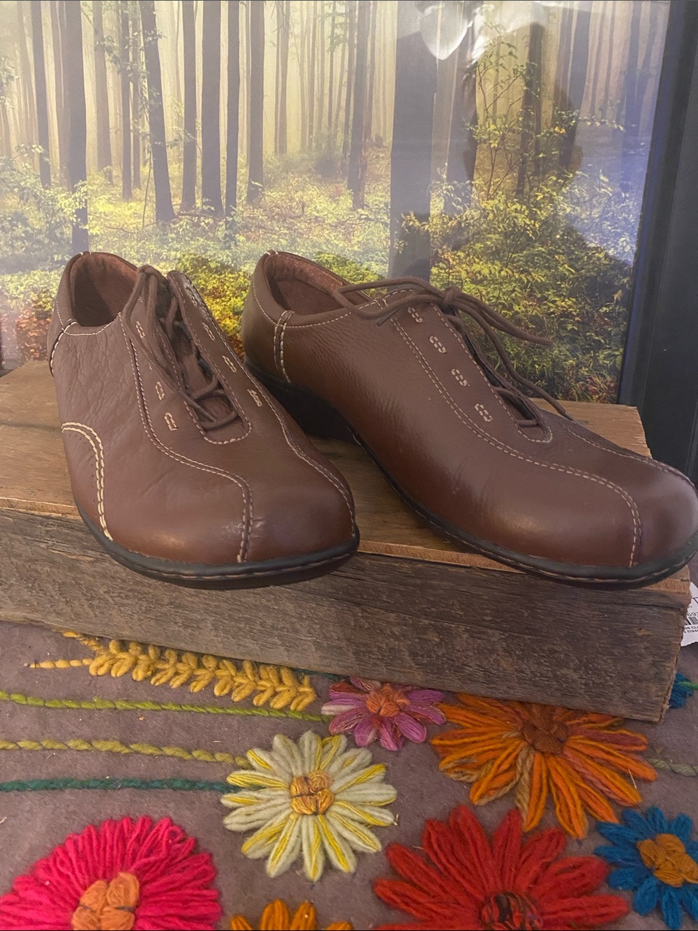 Clarks Brown Leather Casual Women's Flats